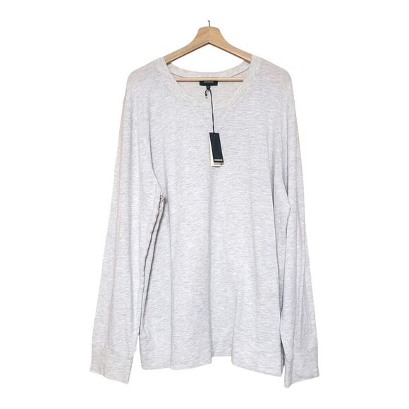 Monrow Mens Supersoft Crewneck Sweatshirt Heather Ivory/Gray XXL MSRP $138 - Picture 2 of 8